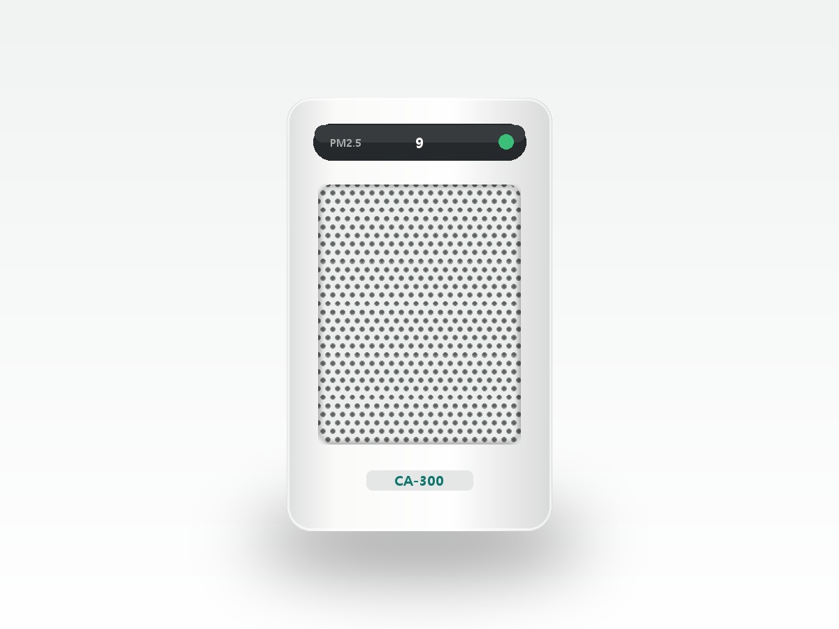 클린에어 CA-300 공기청정기 정면, 흰색 본체와 타공 그릴