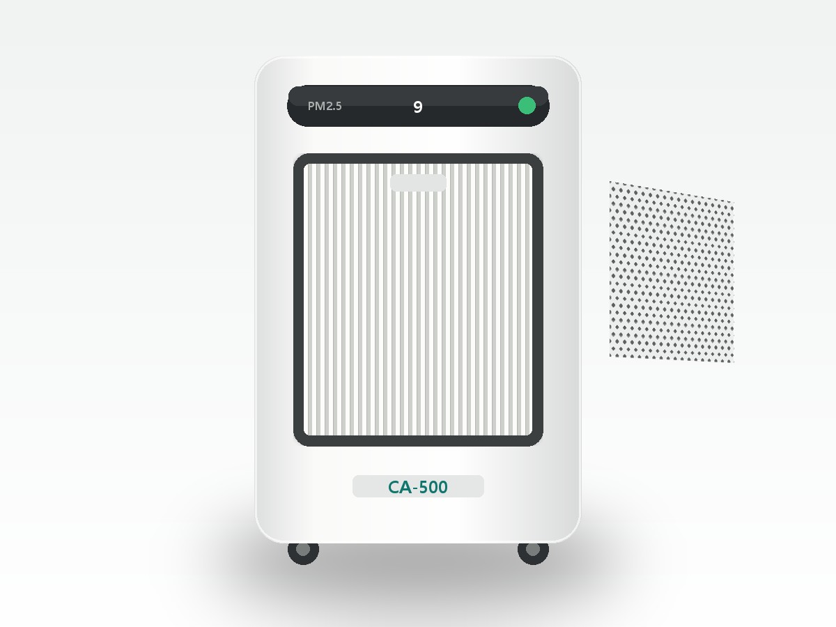 CA-500 뒷면 커버를 열어 필터 장착 위치가 보이는 모습